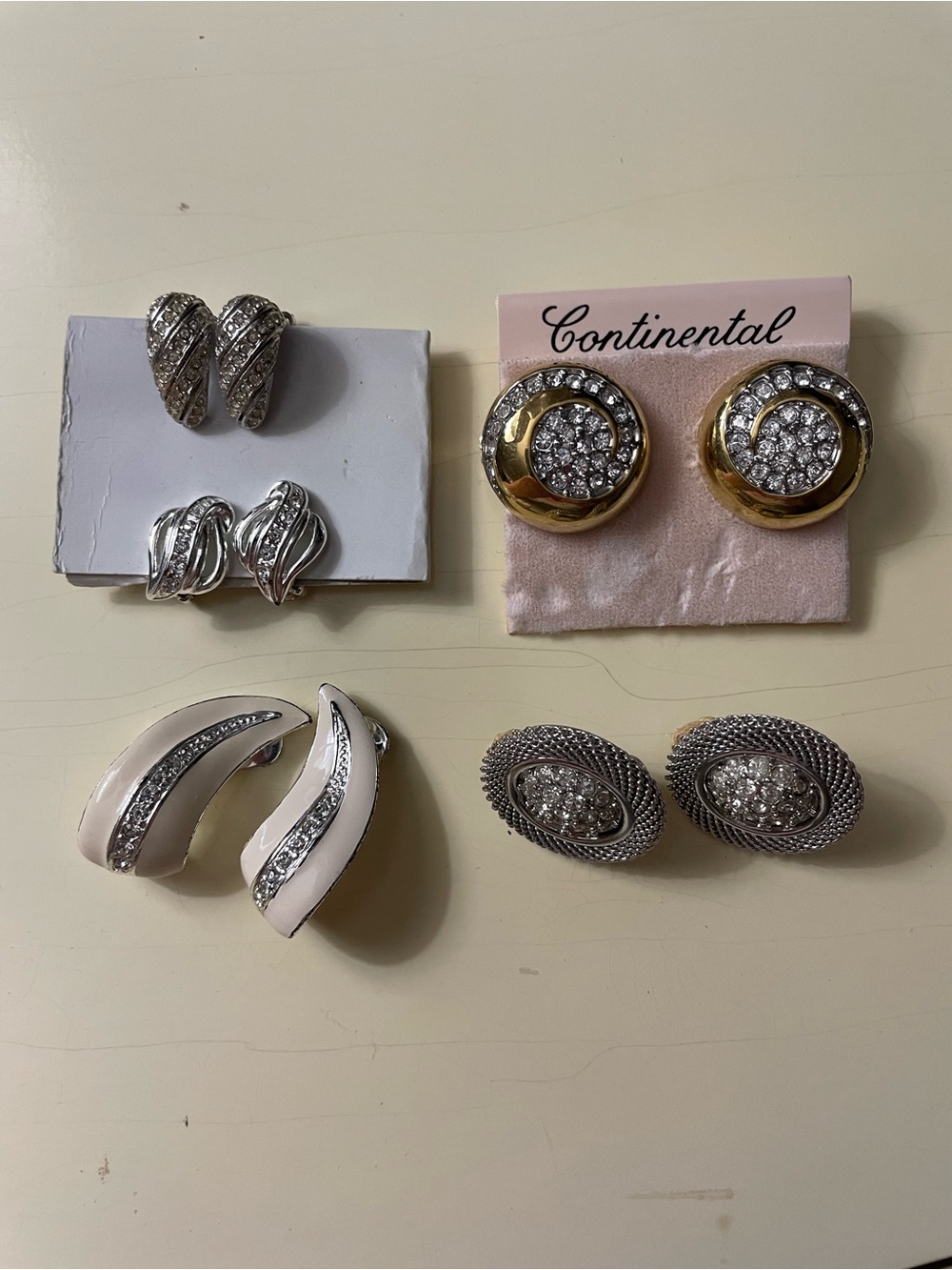 Gold and Crystal Round Clip-On Earrings Collection